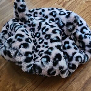 Gymboree Black and Pink Leopard Faux Fur Beret Hat